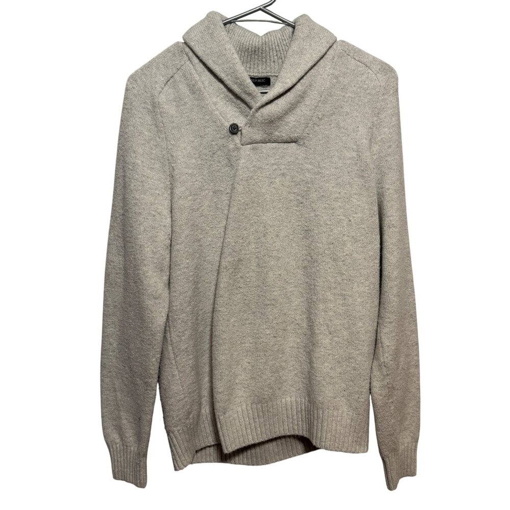 Banana Republic Shawl Collar Sweater S Gray Cotton Wool Blend Size Small